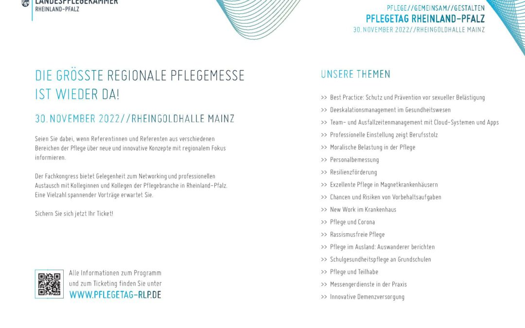 30.11.2022: Pflegetag Rheinland-Pfalz – 08:00 Uhr – 17:00 Uhr in Rheingoldhalle Mainz